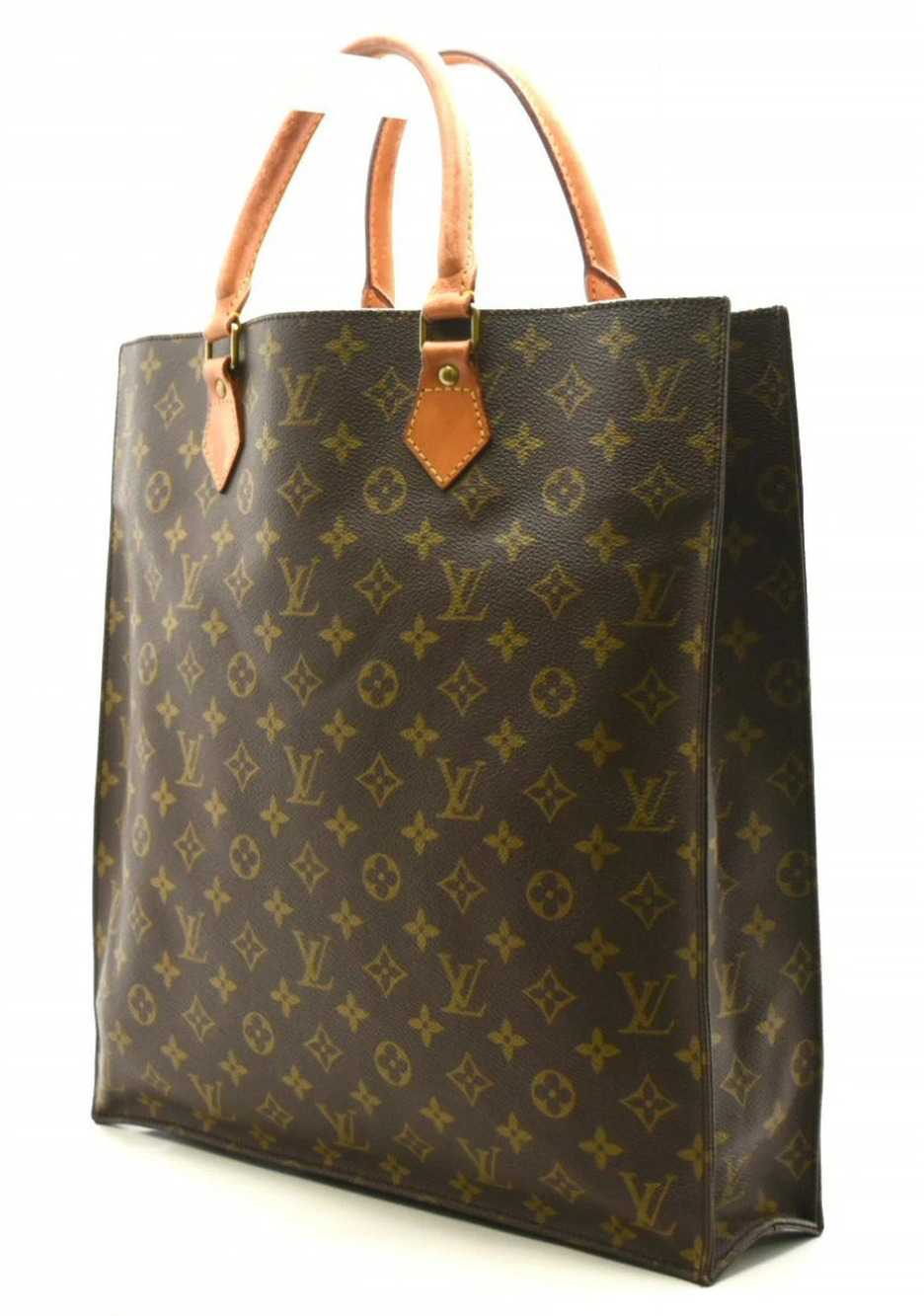 Louis Vuitton Tote Monogram Sac Bag Square Handbag Plat Shopping Business Brown